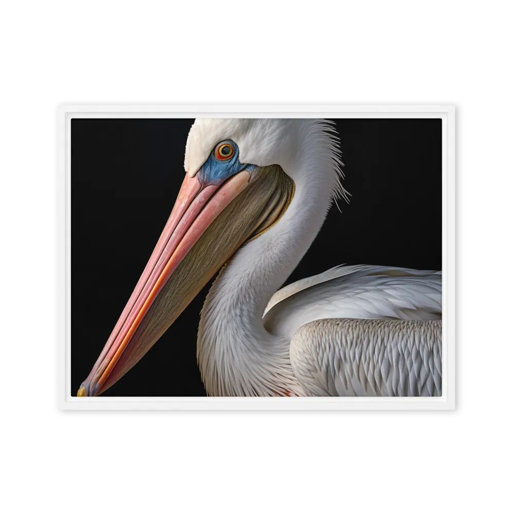 Elegance in White: The Pelican | Canvas with White Frame | 18″×24″
