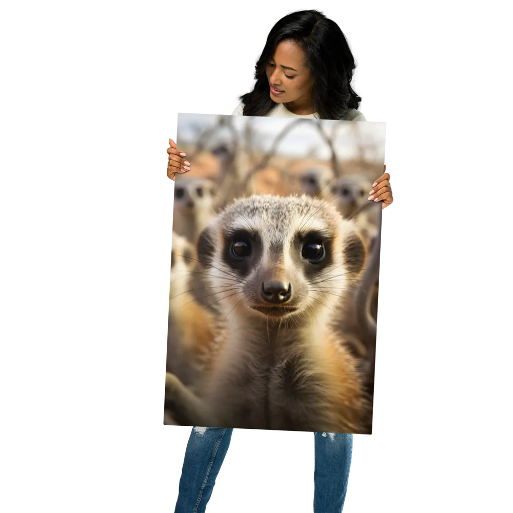 Curious Meerkats in Community | Metal Print | 20″×30″
