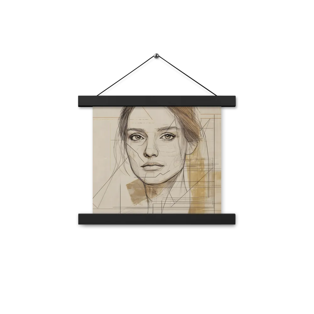 Geometric Elegance: A Modern Portrait | Poster With Black Wood Hanger | 10″×10″