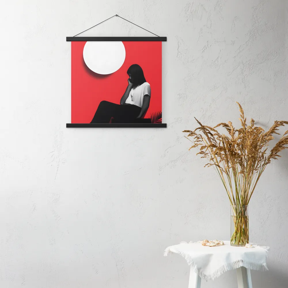 Contemplation in Red | Poster With Black Wood Hanger | 18″×18″