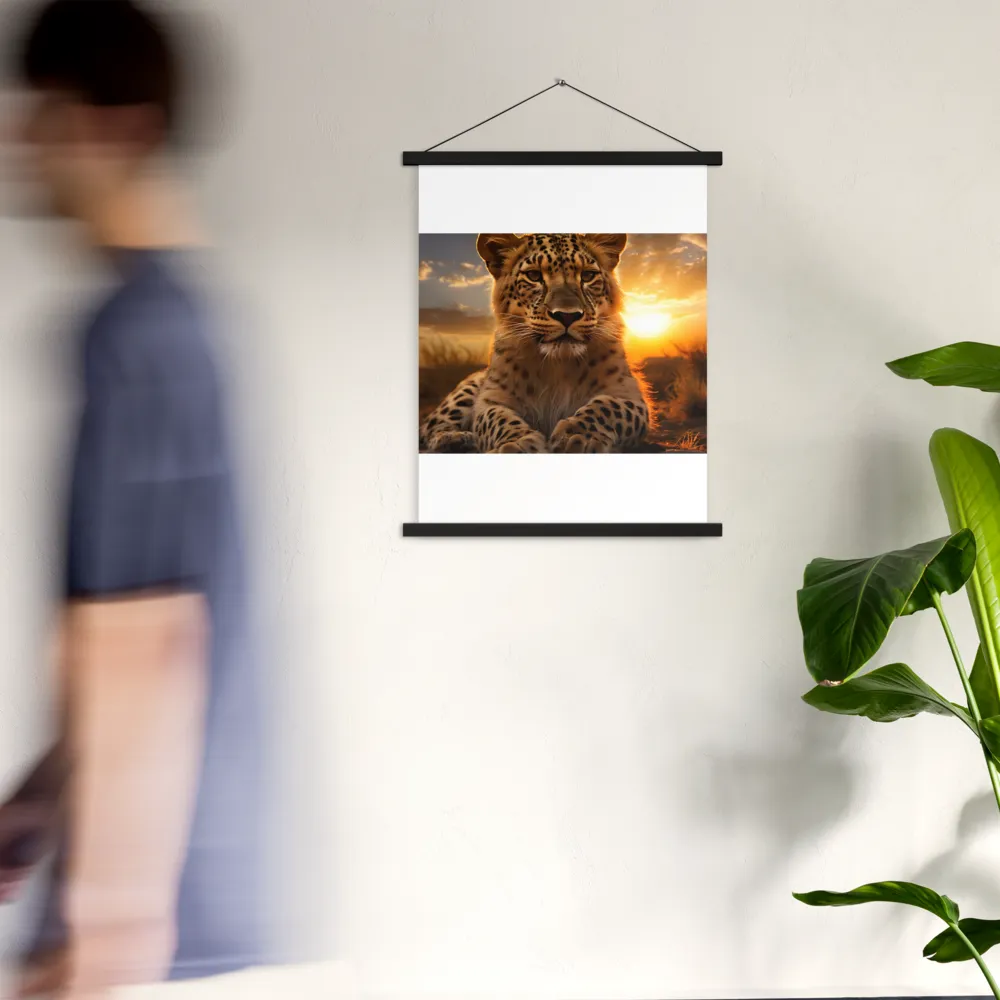 Regal Presence: The Leopard at Sunset | Poster With Black Wood Hanger | 18″×24″