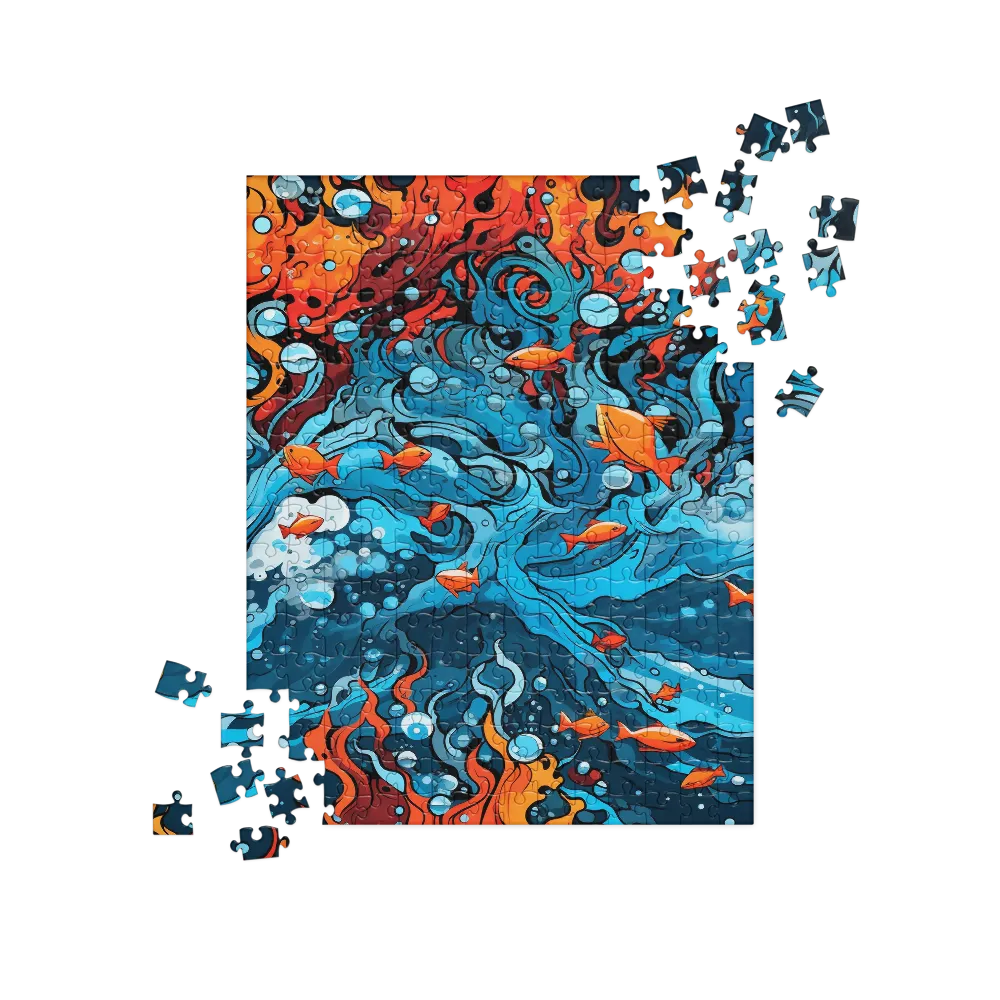 Fluid Harmony: Ocean and Flames | Jigsaw Puzzle | 252 pieces