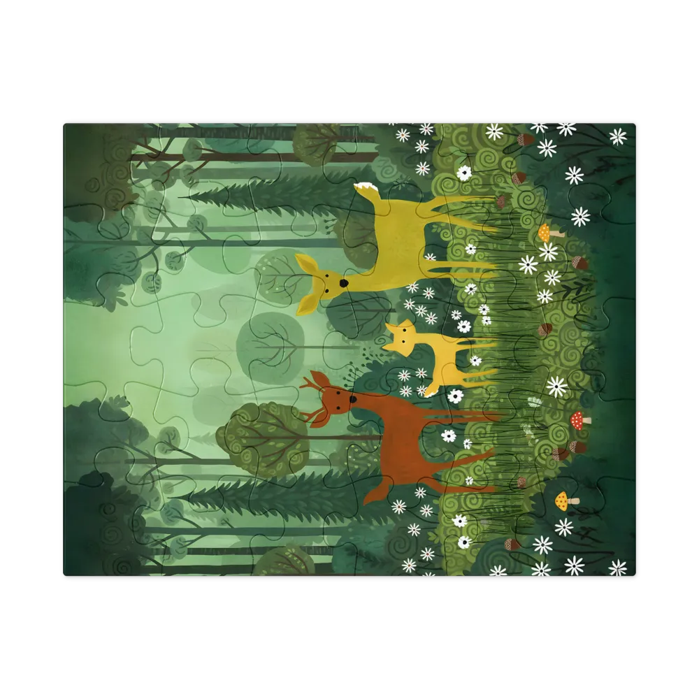Woodland Deer Family 
 Jigsaw Puzzle in Tin Box
