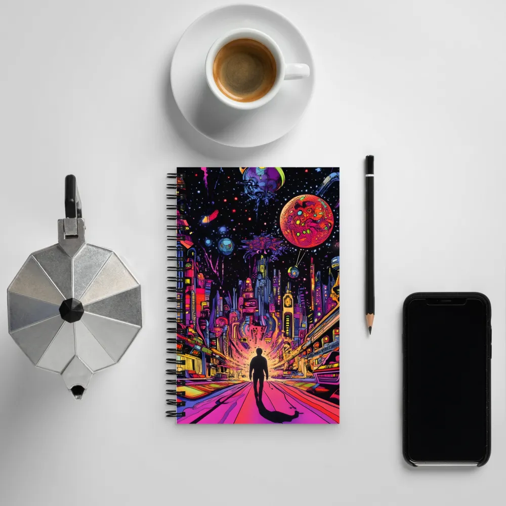 Journey into the Neon Cosmos | Spiral Notebook