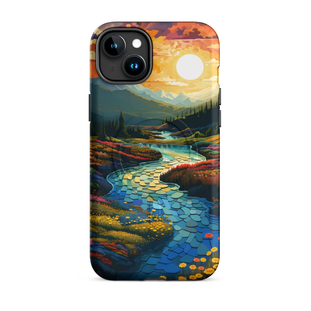 Serenity in Sunset: A Winding River's Embrace | Phone Case |  15 Plus | MagSafe® Tough Case | Matte