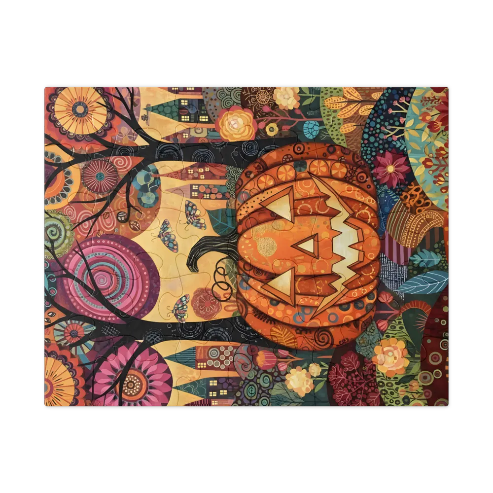 Whimsical Pumpkin Patch 
 Jigsaw Puzzle in Tin Box