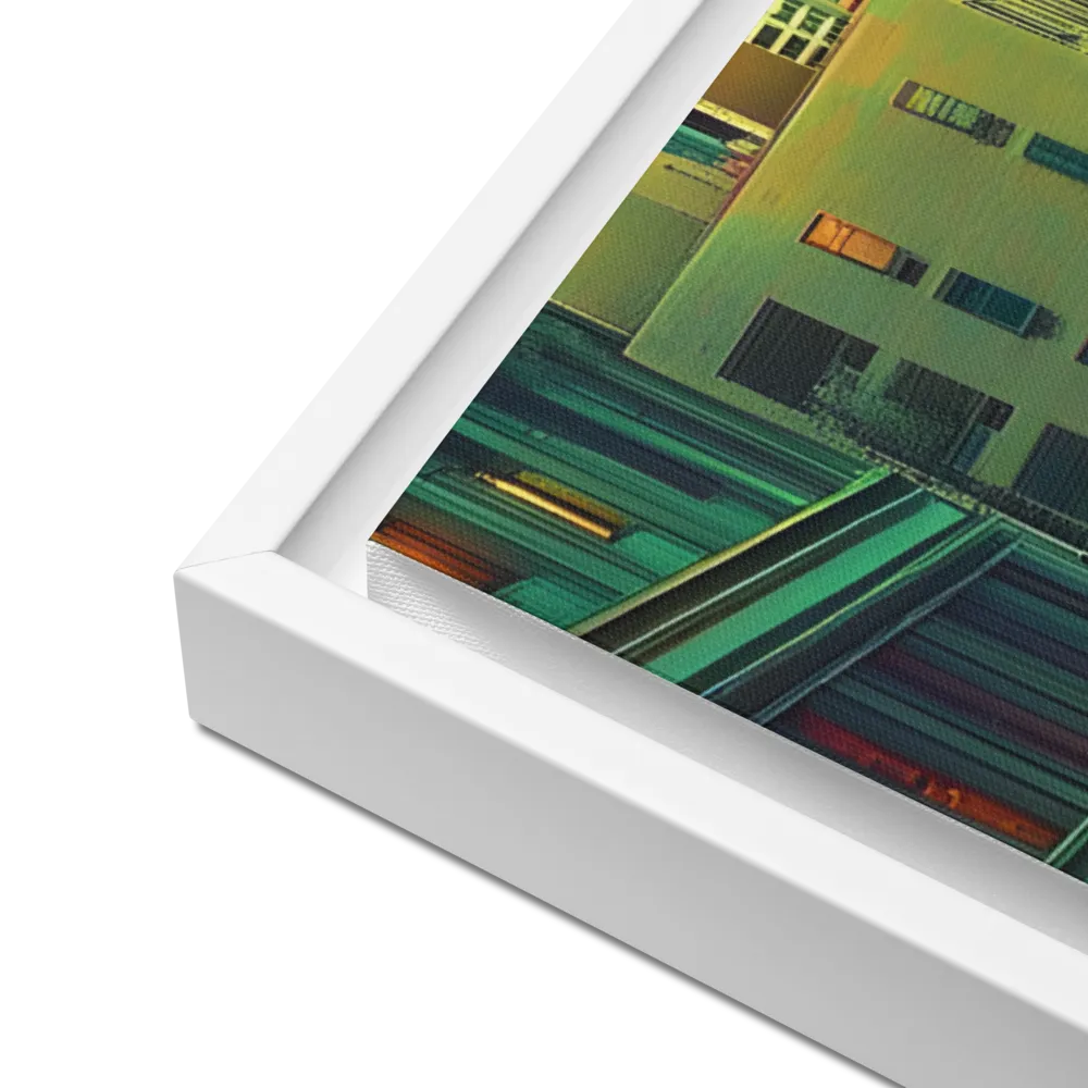 Urban Surrealism: Neon Dreams | Canvas with White Frame | 24″×36″