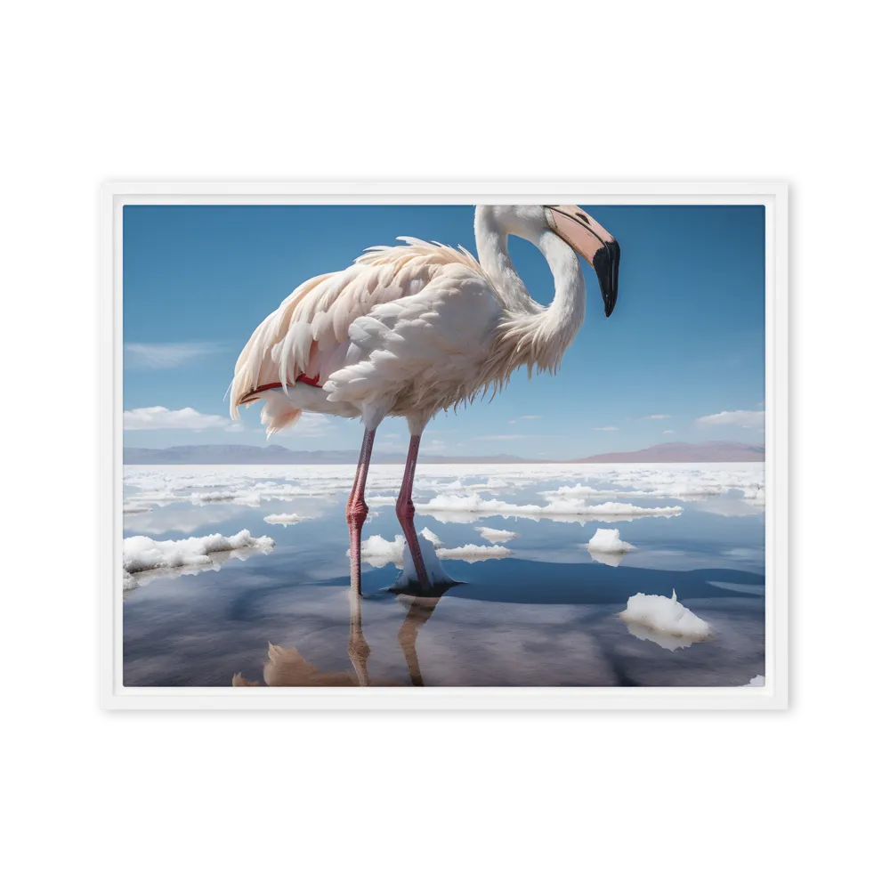 Graceful Solitude of a Flamingo | Canvas with White Frame | 18″×24″
