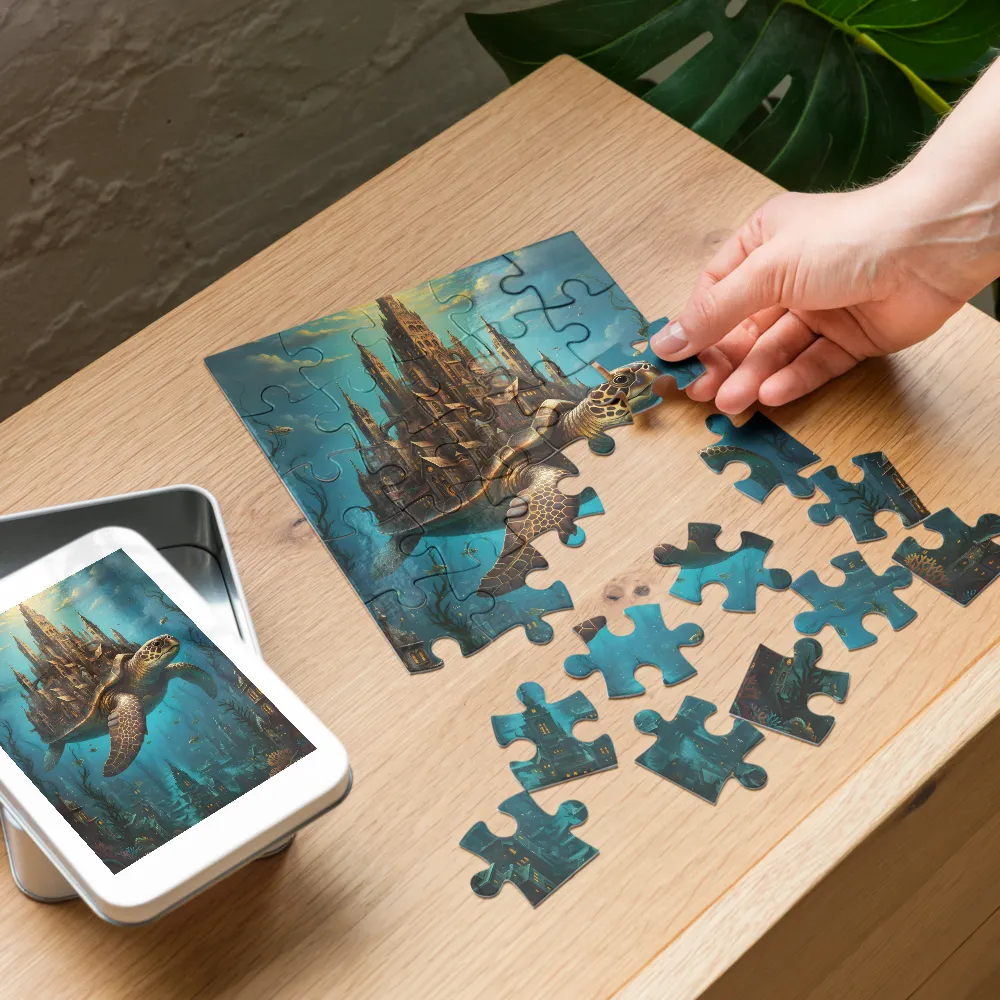 City Upon a Turtle 
 Jigsaw Puzzle in Tin Box