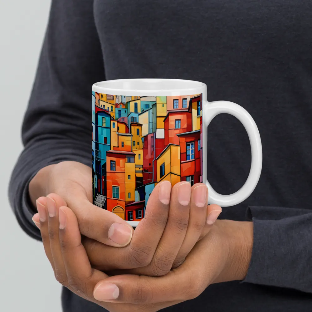 Vibrant Village: A Cubist Journey | Mugs | Multiple Sizes & Colors