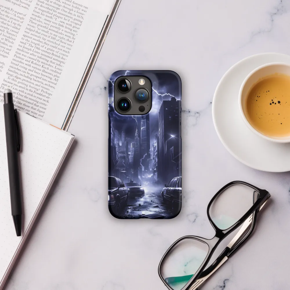 Stormy Cityscape: Shadows of the Night | Phone Case |  15 Pro | Snap Case | Matte