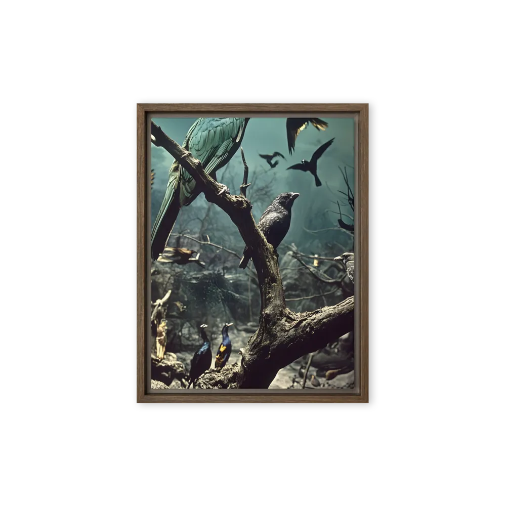 Whispers of the Avian Realm | Canvas with Brown Frame | 9″×12″