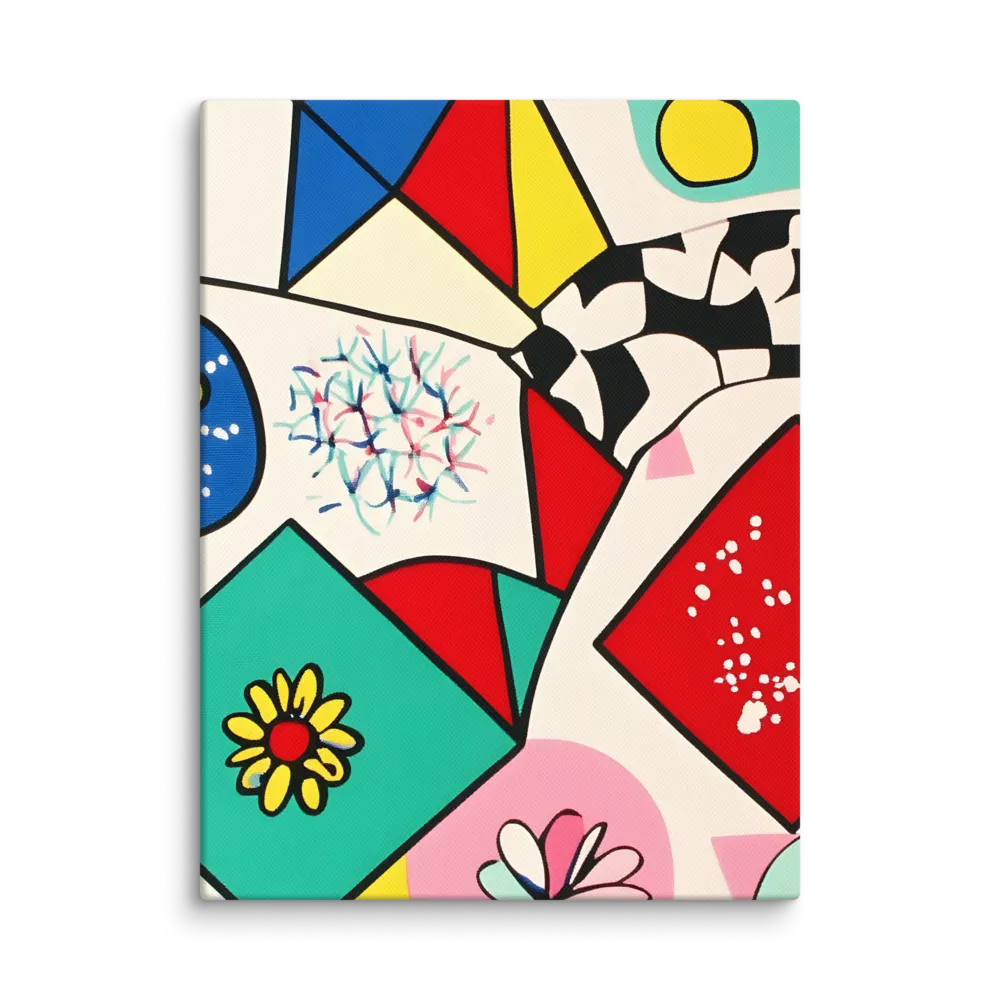 Joyful Geometry: A Playful Dance of Shapes and Colors | Canvas | 12″×16″