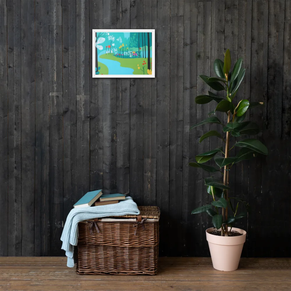 Whispers of Spring: A Colorful Retreat | Canvas with White Frame | 12″×16″