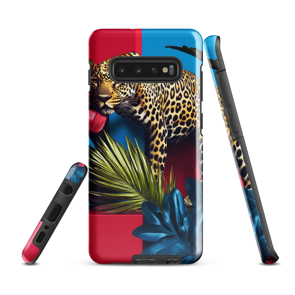 Playful Leopard in Vibrant Paradise | Phone Case |  S10 Plus | Tough Case | Glossy