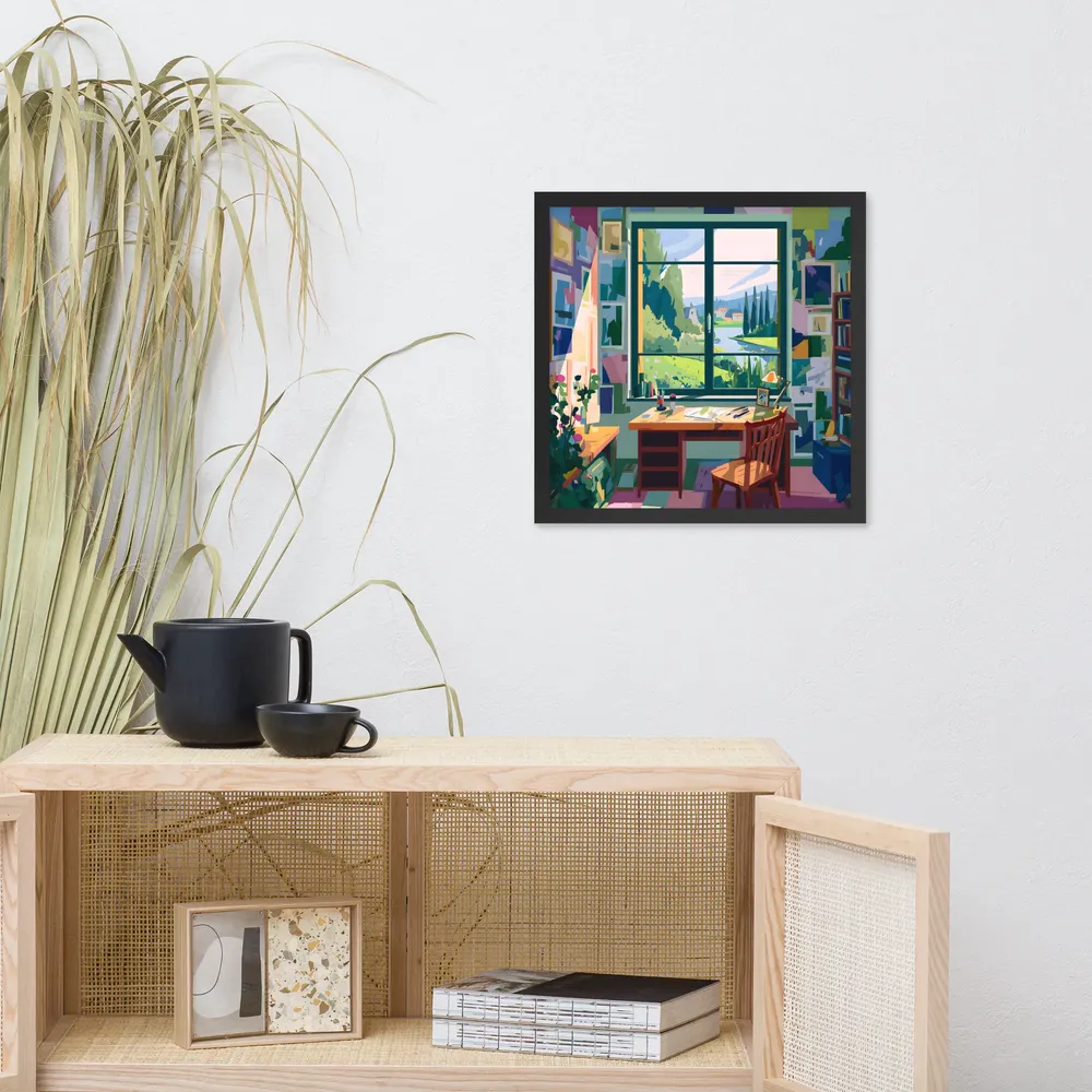 Sunlit Studio Window 
 Poster with Black Frame | 16″x 16″