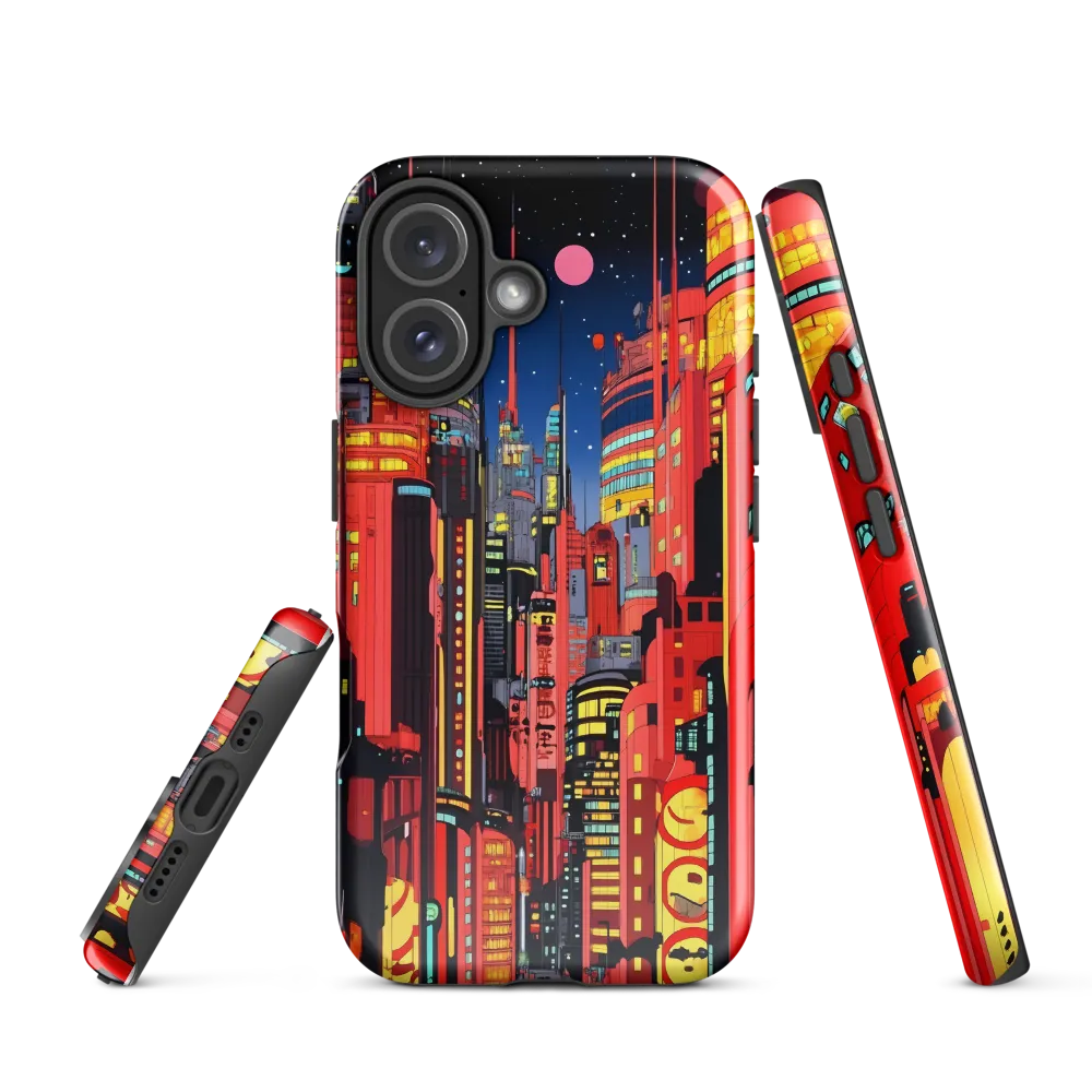 Neon Dreams: A Cyberpunk Cityscape | Phone Case |  16 | Tough Case | Glossy