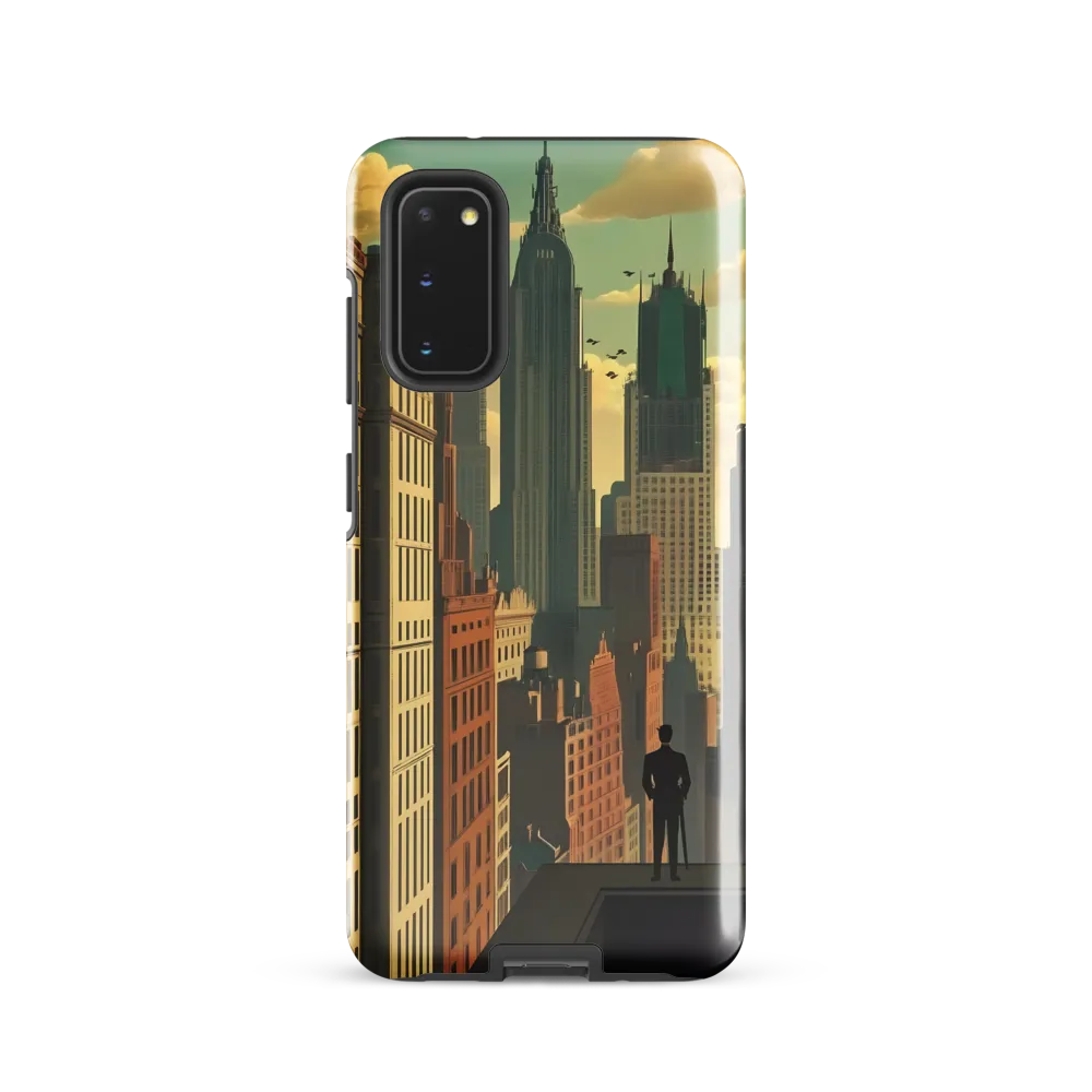 Urban Dreams: A Silhouette in Art Deco Cityscape