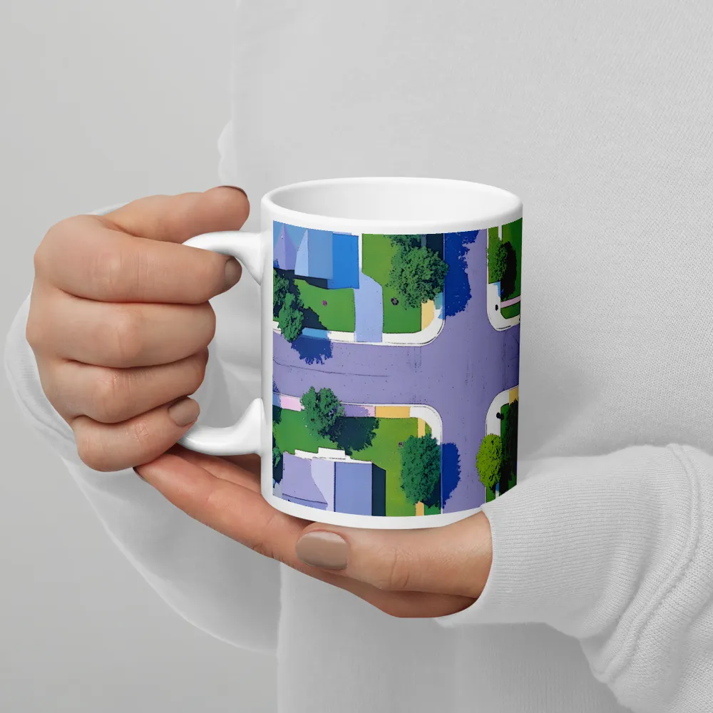 Aerial Harmony: Suburban Crossroads | Mug with White inside | 11 oz