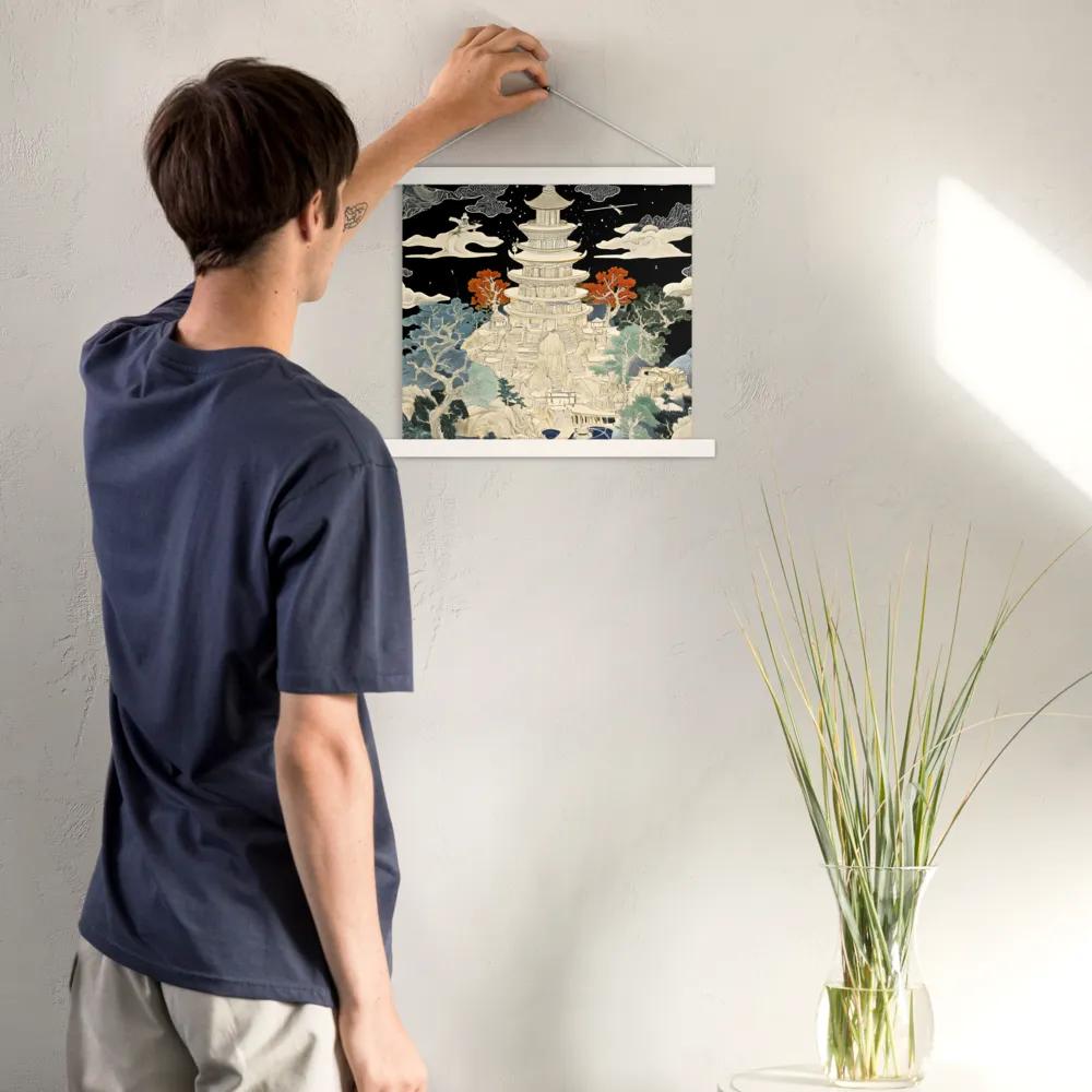 Whispers of the Pagoda | Poster With White Wood Hanger | 14″×14″