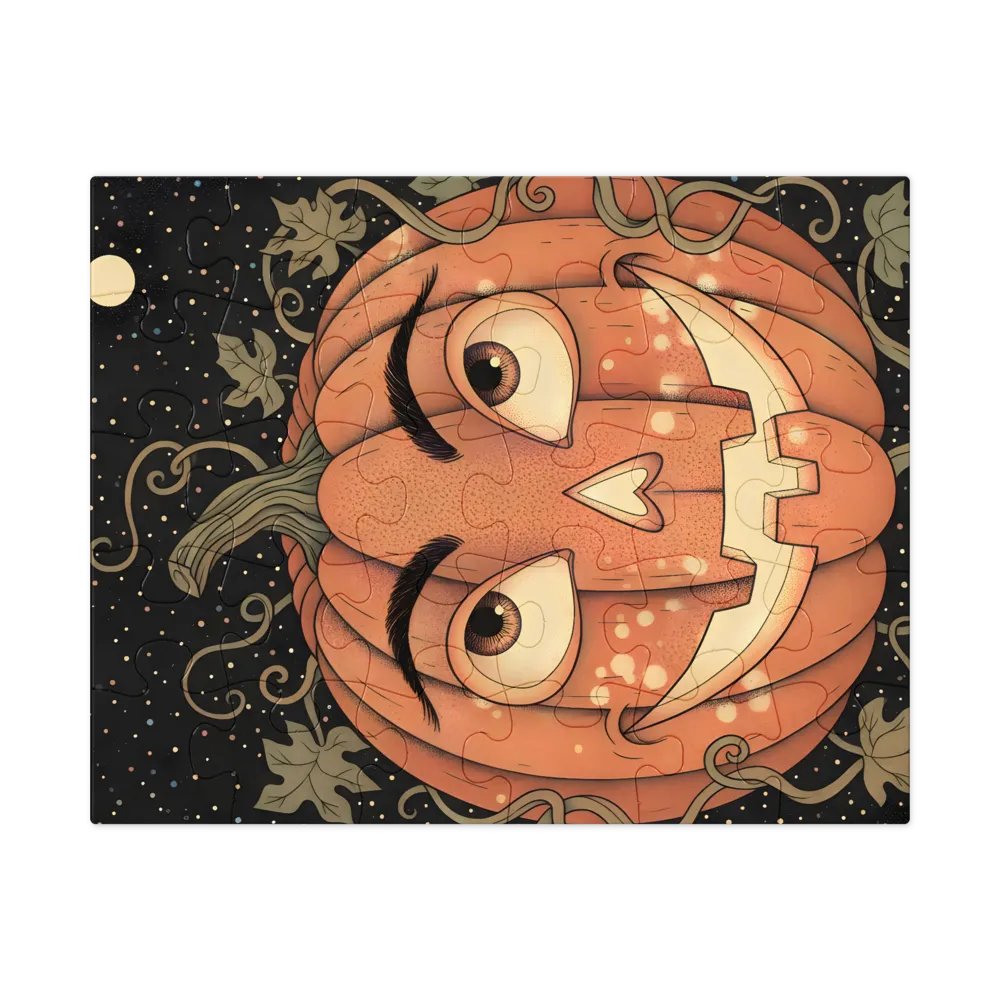 Moonlit Jack‑o'‑Lantern 
 Jigsaw Puzzle in Tin Box