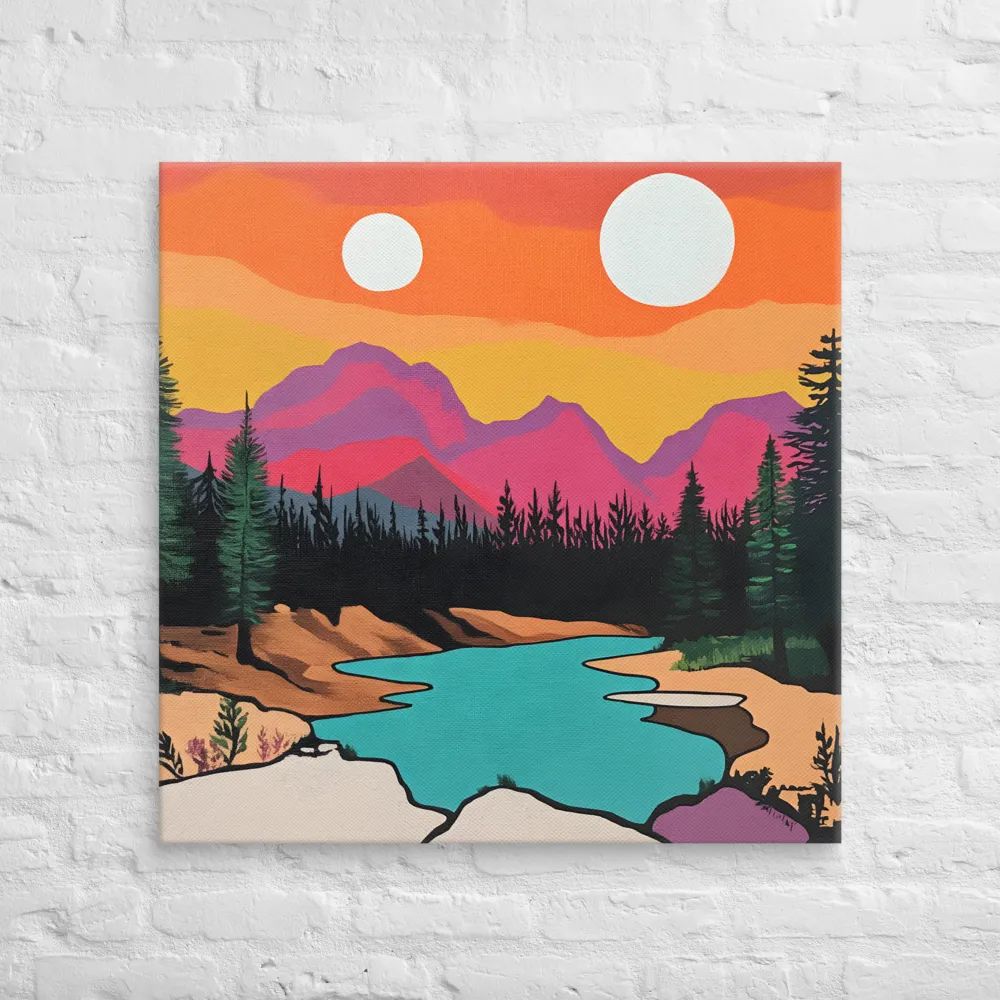 Dual Suns Over Serene Waters | Canvas | 32″×32″