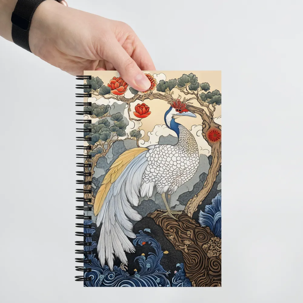 Majestic Serenity: The Ethereal Peacock | Spiral Notebook