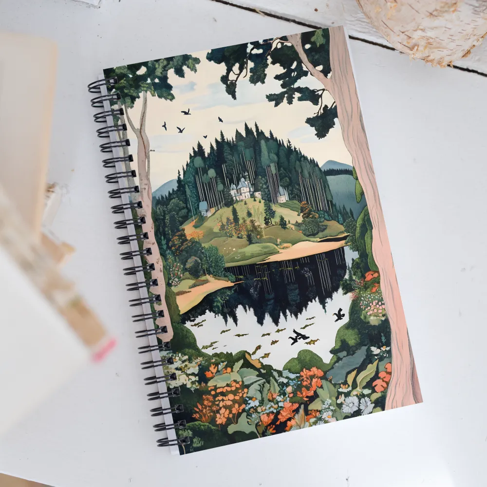 Tranquil Reflections: A Serene Landscape | Spiral Notebook