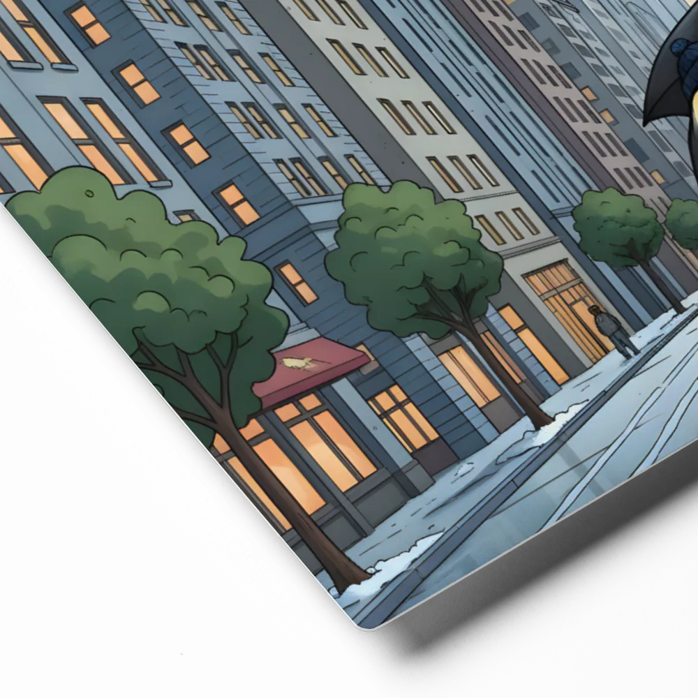 Penguin in the City 
 Metal Print | 12″x 12″