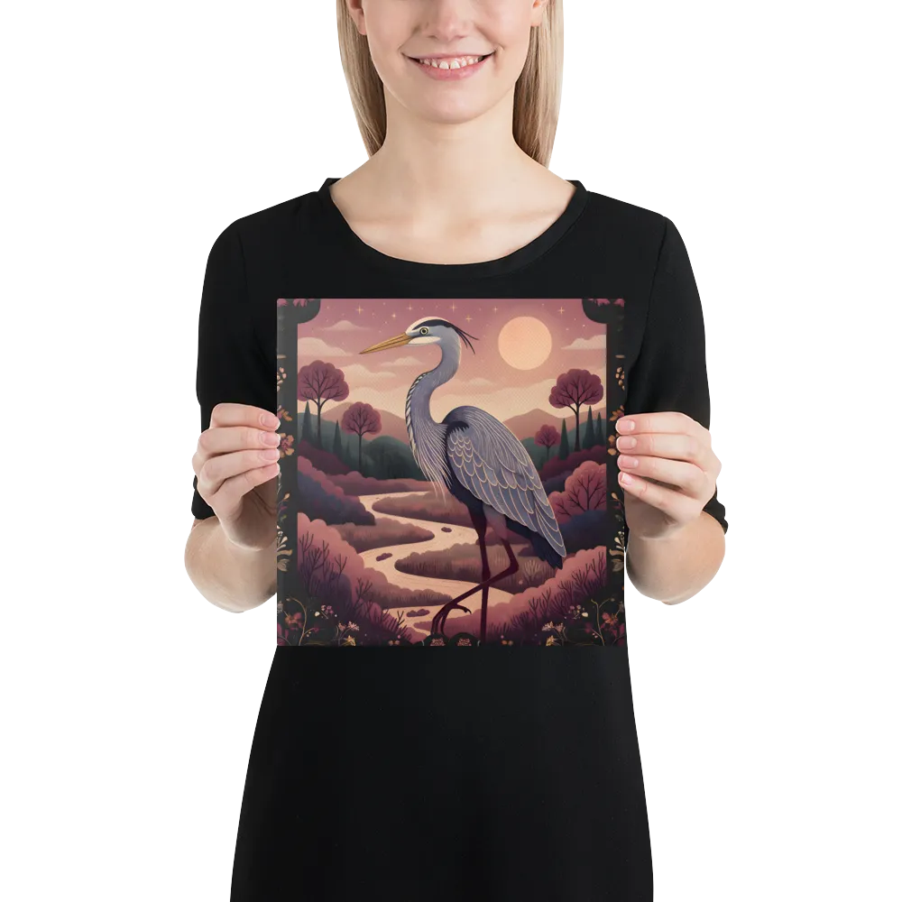 Moonlit Heron 
 Canvas | 10″x 10″