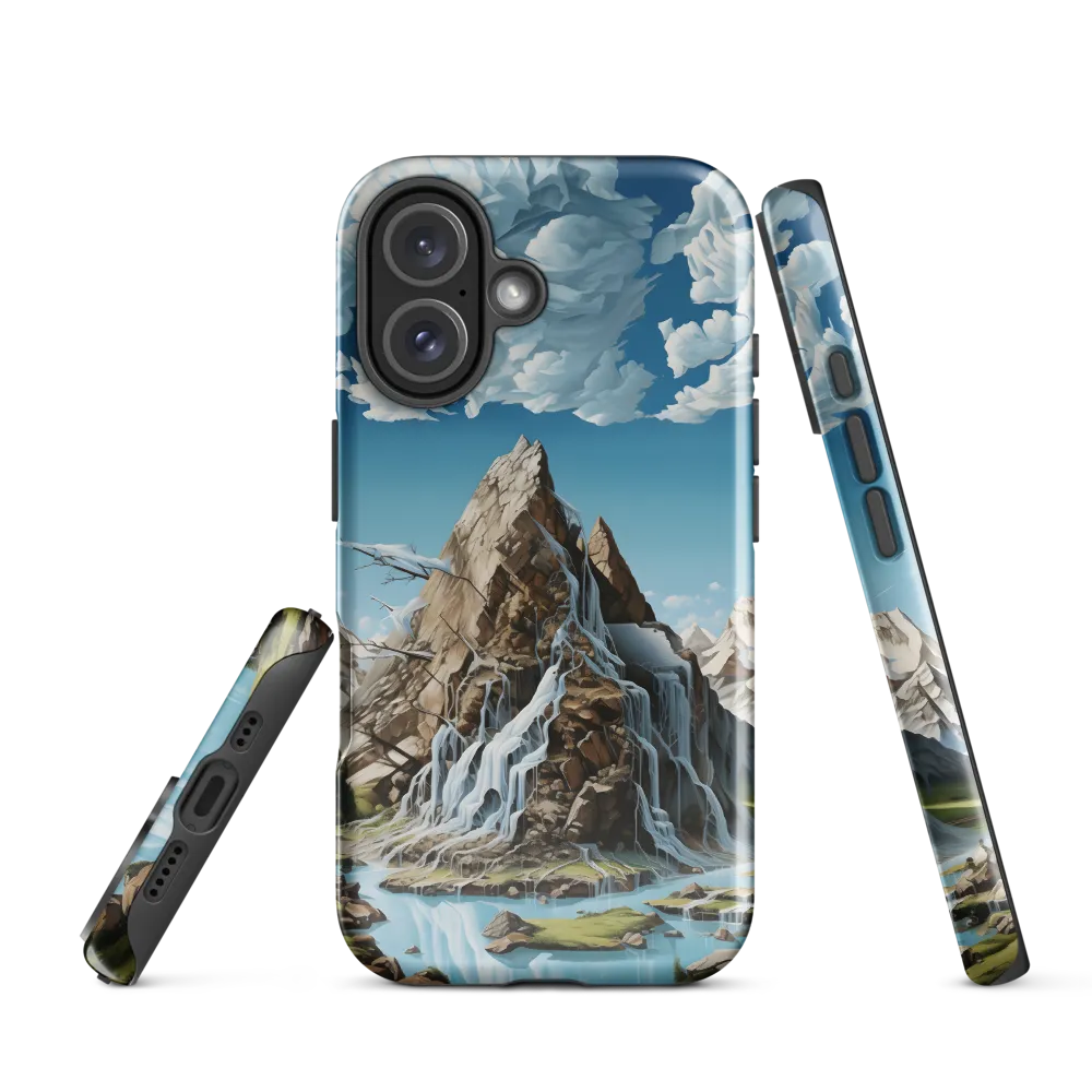 Majestic Cascade: A Mountain Masterpiece | Phone Case |  16 | Tough Case | Glossy