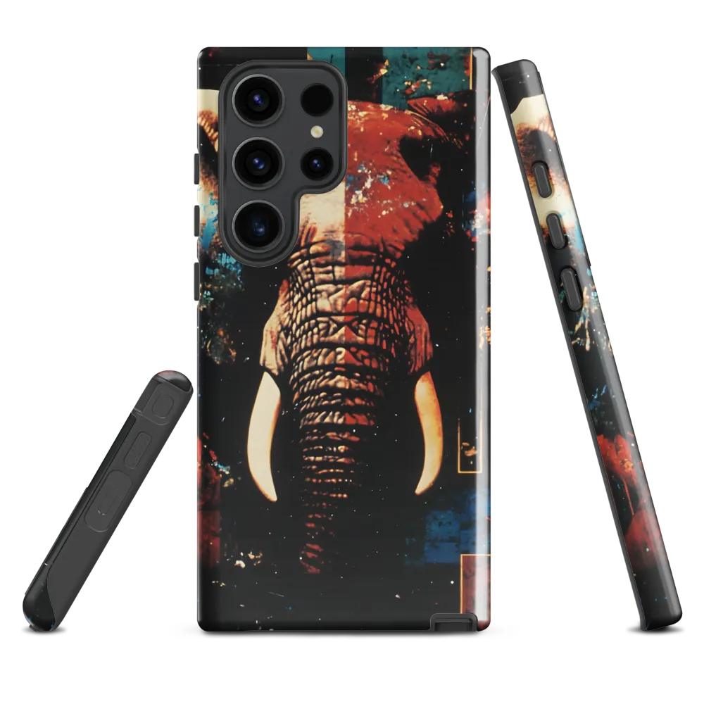 Split Portrait: Elephant in Red and Teal