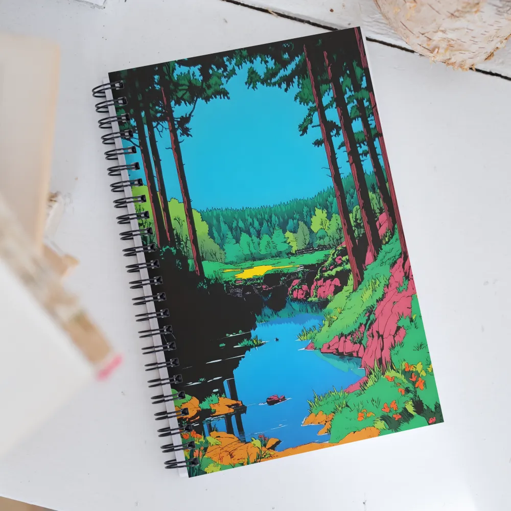 Tranquil Reflections: A Vibrant Landscape | Spiral Notebook