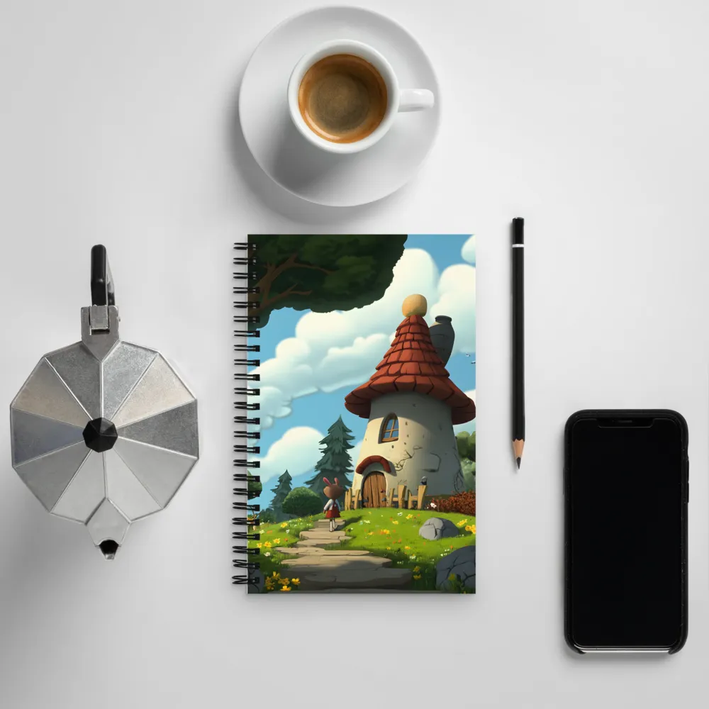 Whimsical Cottage in a Serene Landscape | Spiral Notebook