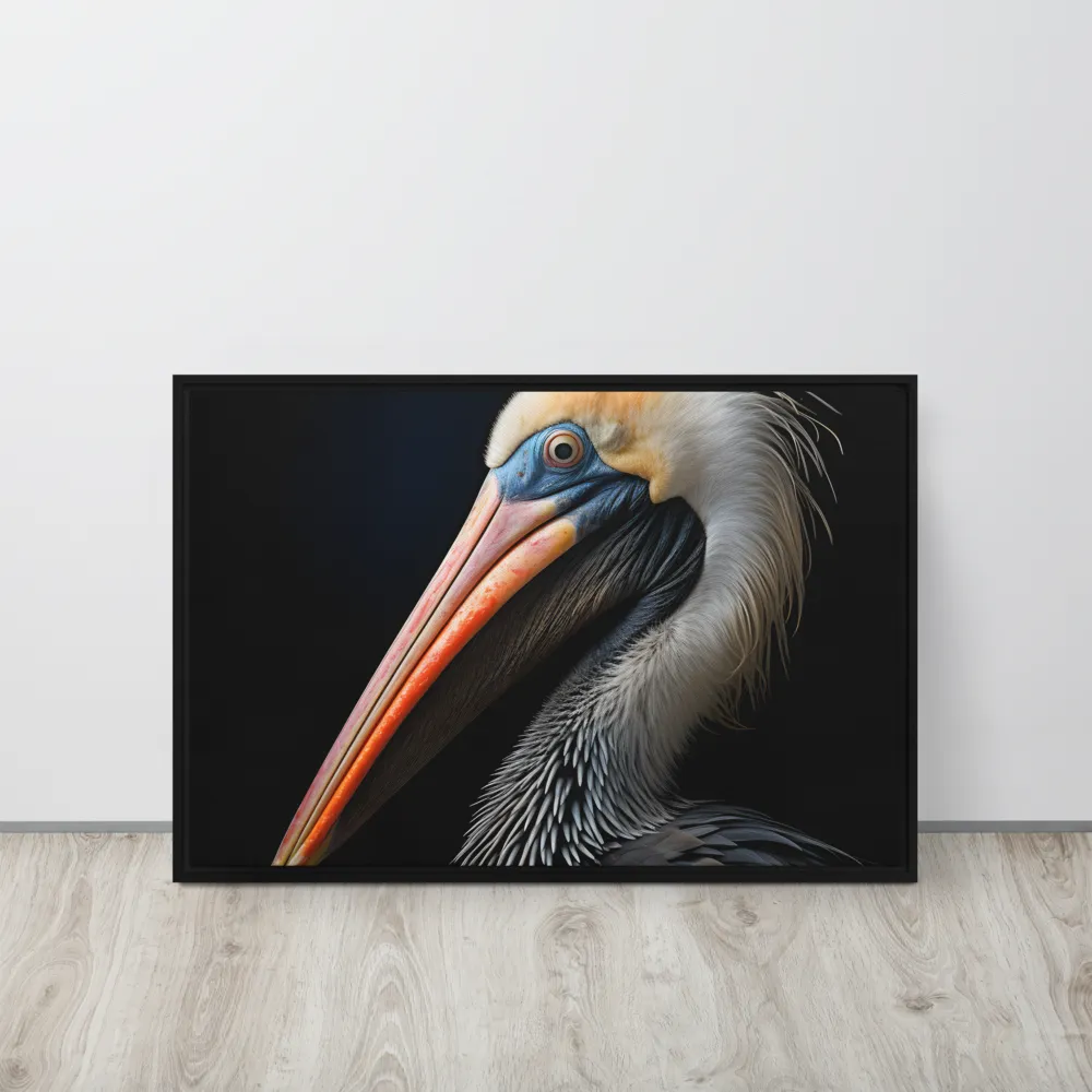 Majestic Portrait of a Pelican | Canvas with Black Frame | 20″×30″