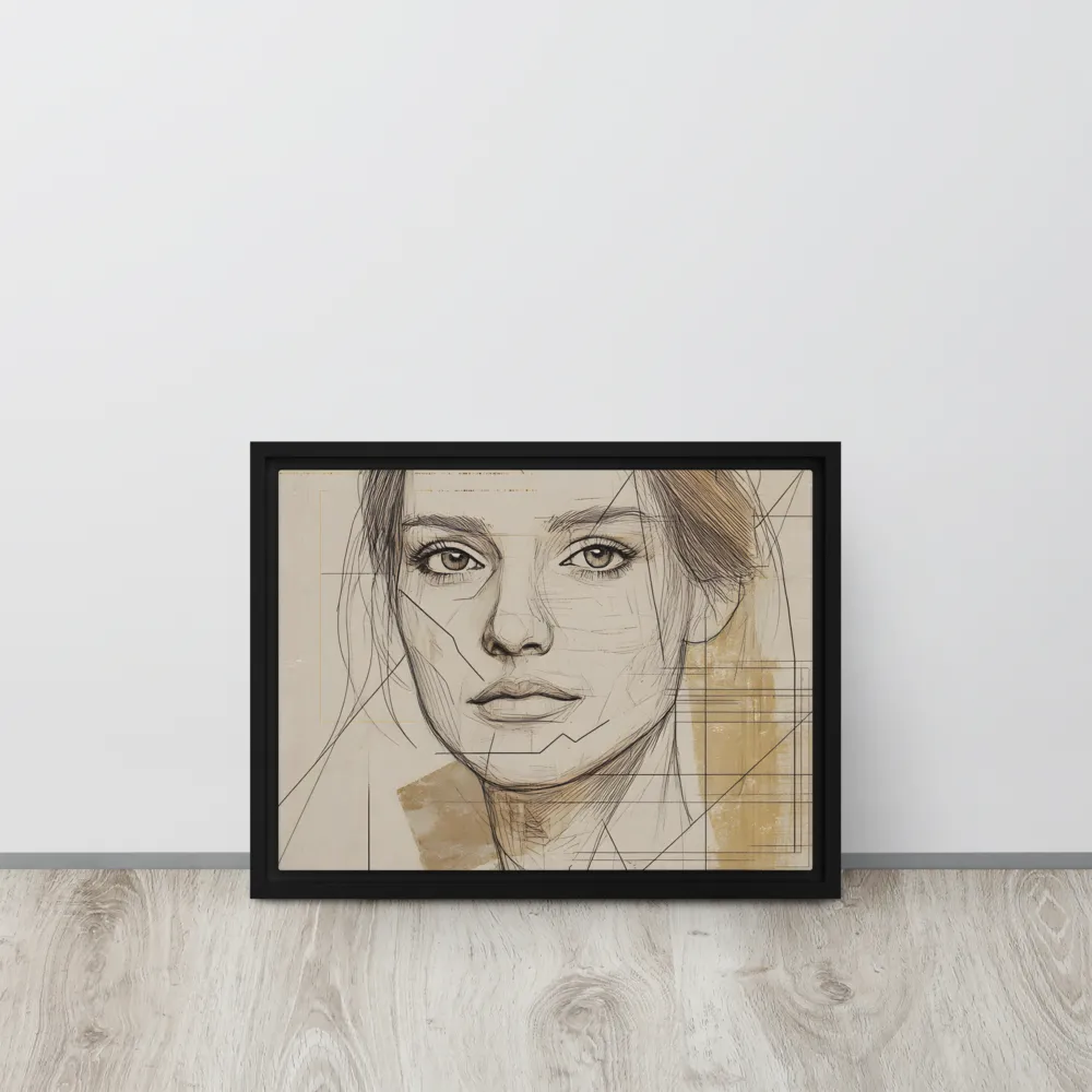 Geometric Elegance: A Modern Portrait | Canvas with Black Frame | 12″×16″