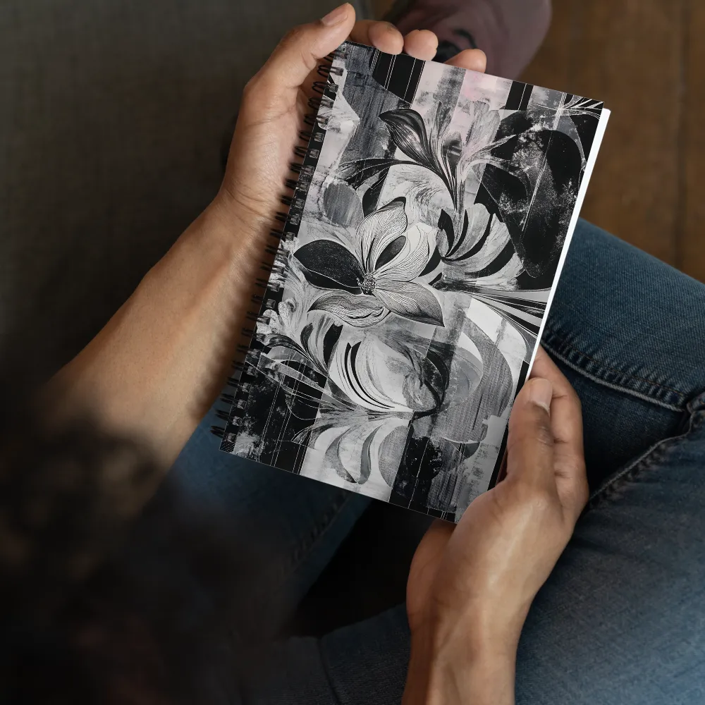 Floral Fusion in Monochrome | Spiral Notebook