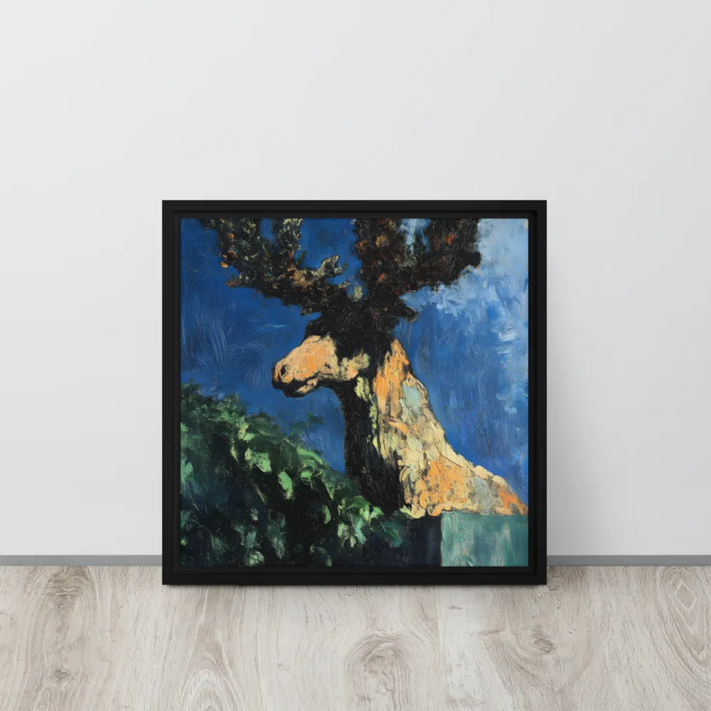 The Majestic Deer in Nature | Canvas with Black Frame | 16″×16″