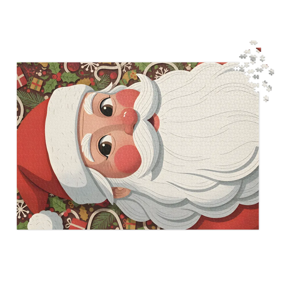 Festive Santa Portrait 
 Jigsaw Puzzle in Tin Box