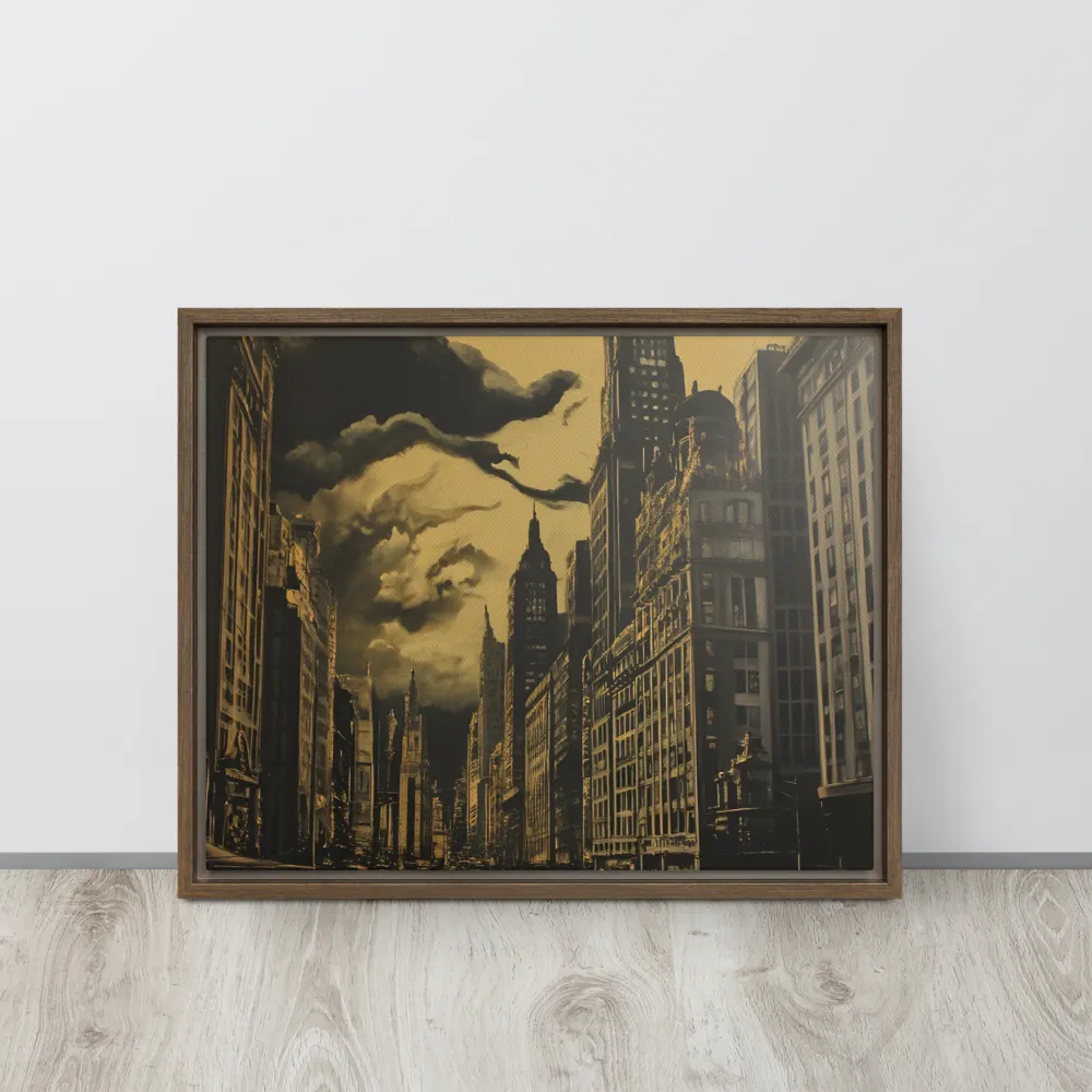 Echoes of a Forgotten Skyline | Canvas with Brown Frame | 16″×20″