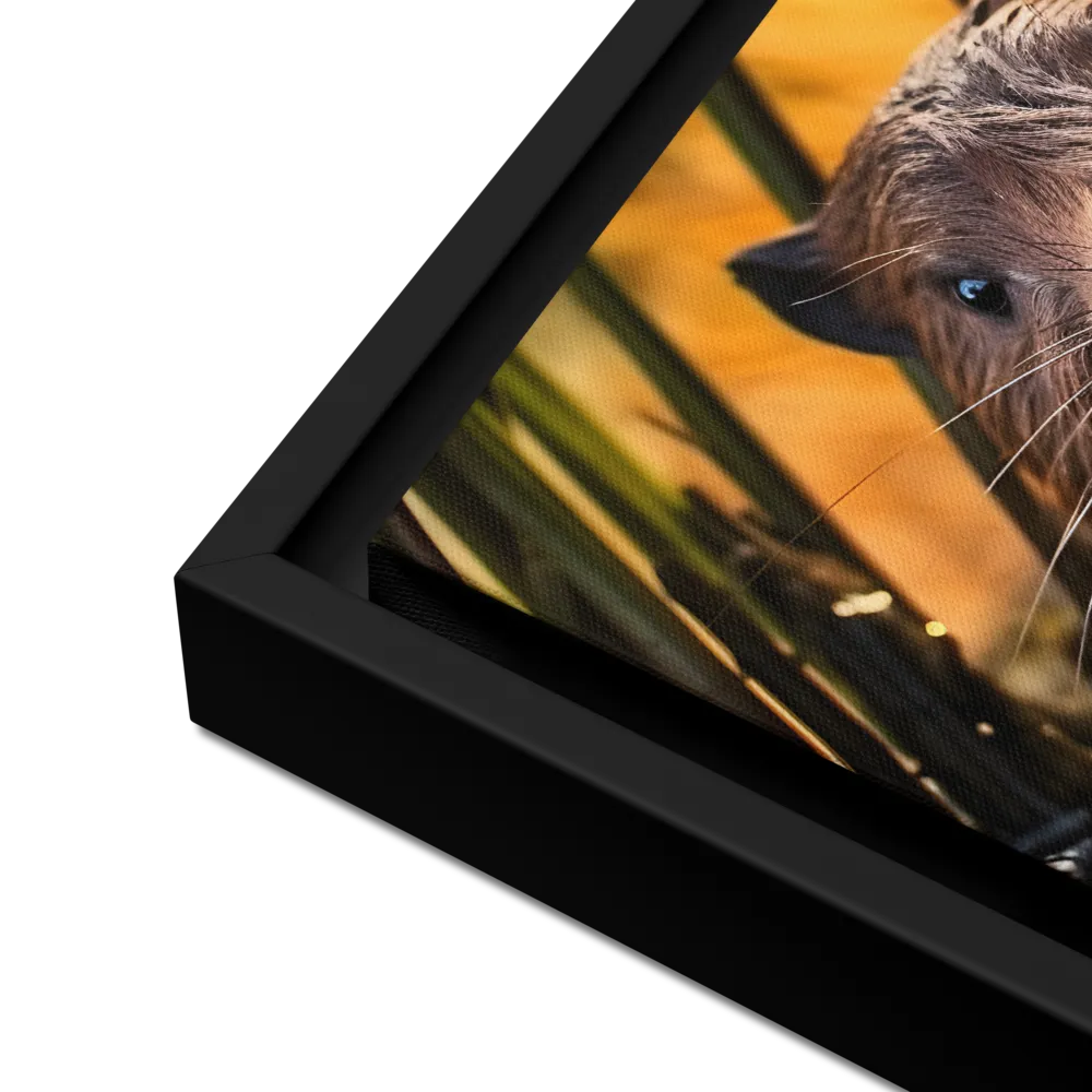 Beaver Serenity: A Natural Portrait | Canvas with Black Frame | 12″×16″