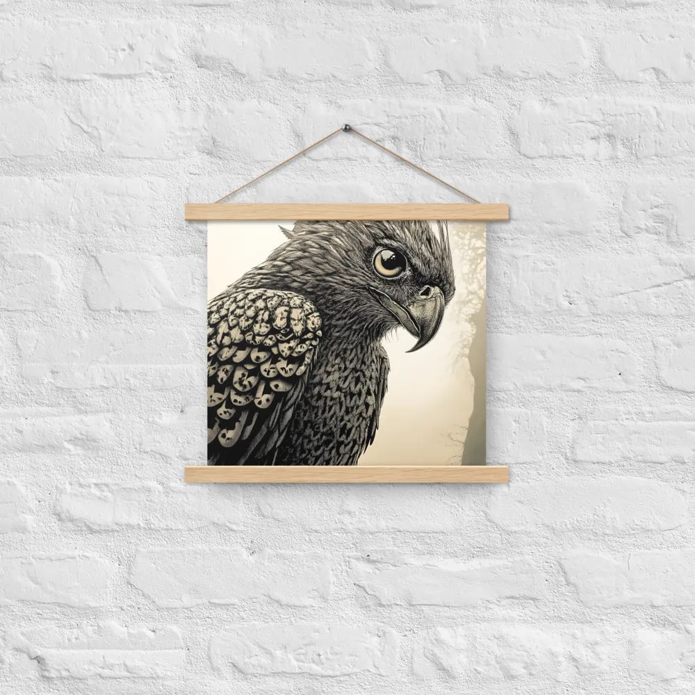 Majestic Owl in Detail | Poster With Oak Wood Hanger | 14″×14″