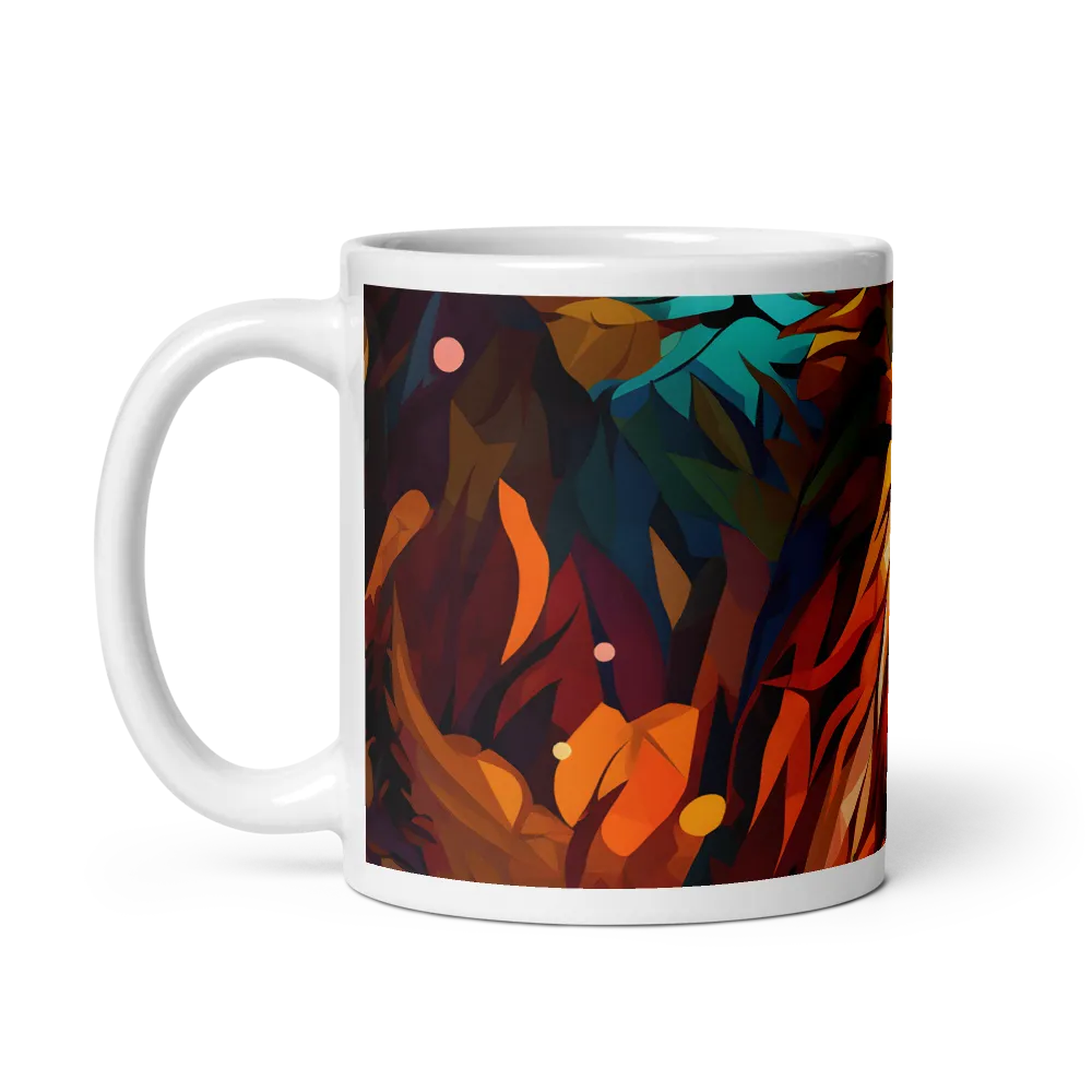 Majestic Gaze: The Polygonal Lion | Mug with White inside | 11 oz