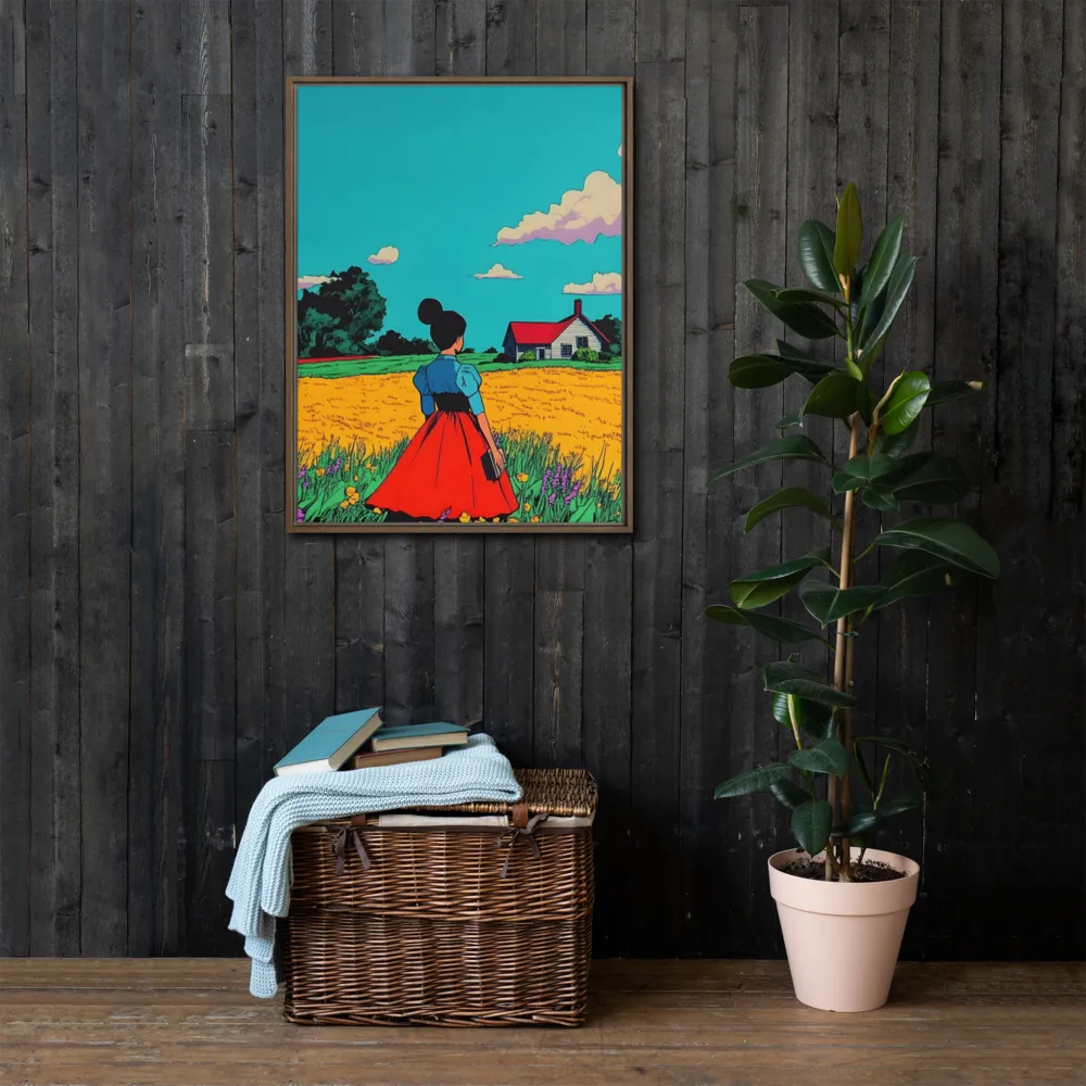 Whispers of a Sunlit Meadow | Canvas with Brown Frame | 24″×32″