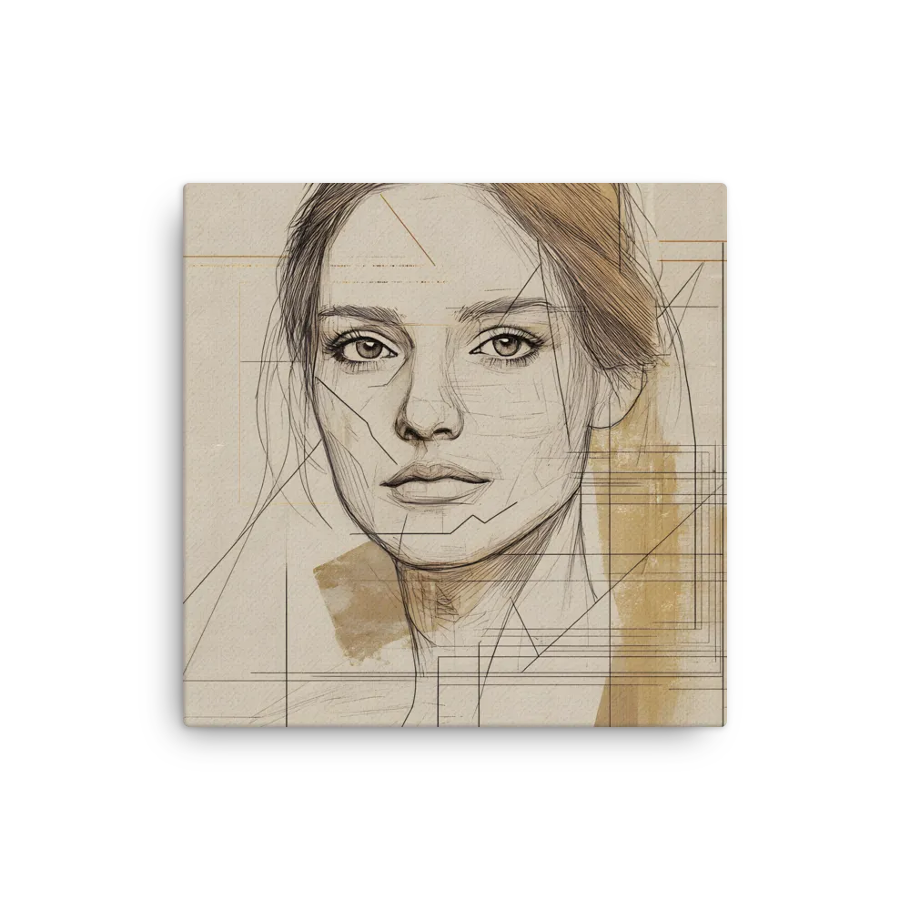 Geometric Elegance: A Modern Portrait | Thin Canvas | 16″×16″