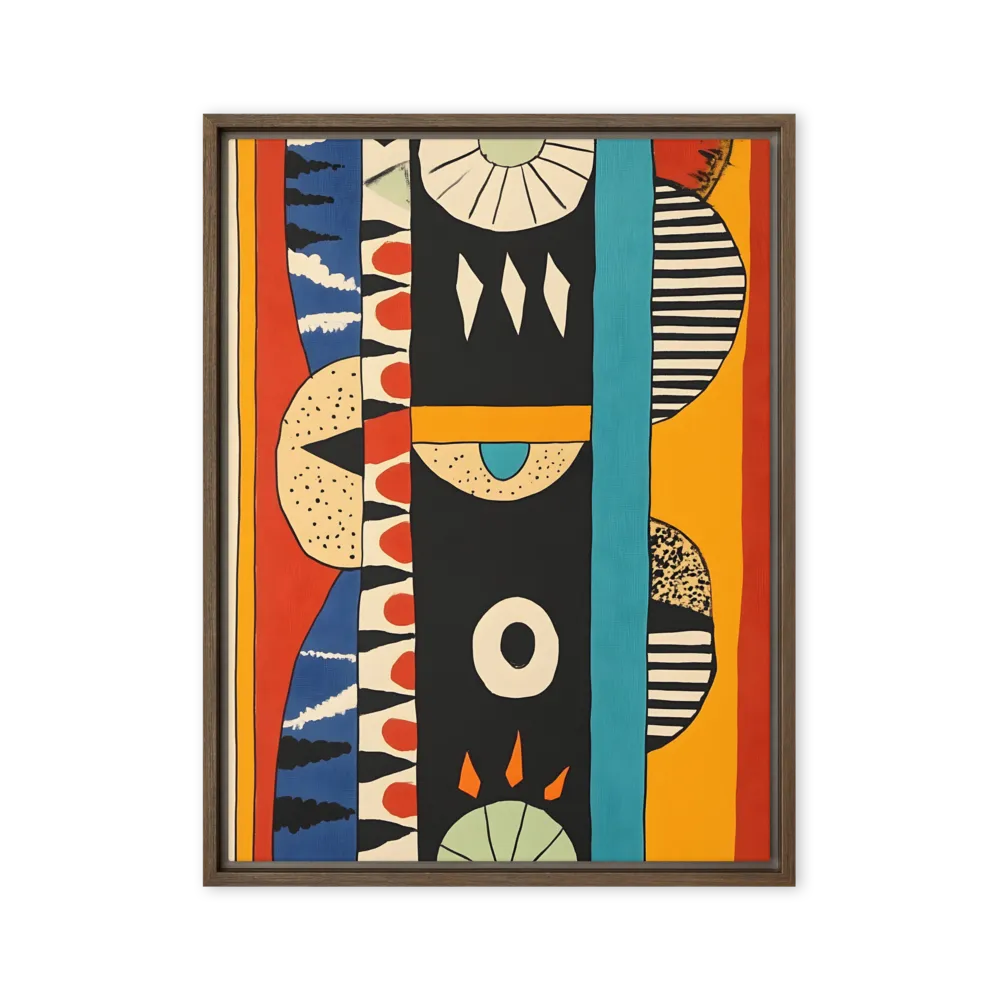 Playful Geometry: A Modern Abstract Exploration | Canvas with Brown Frame | 24″×32″