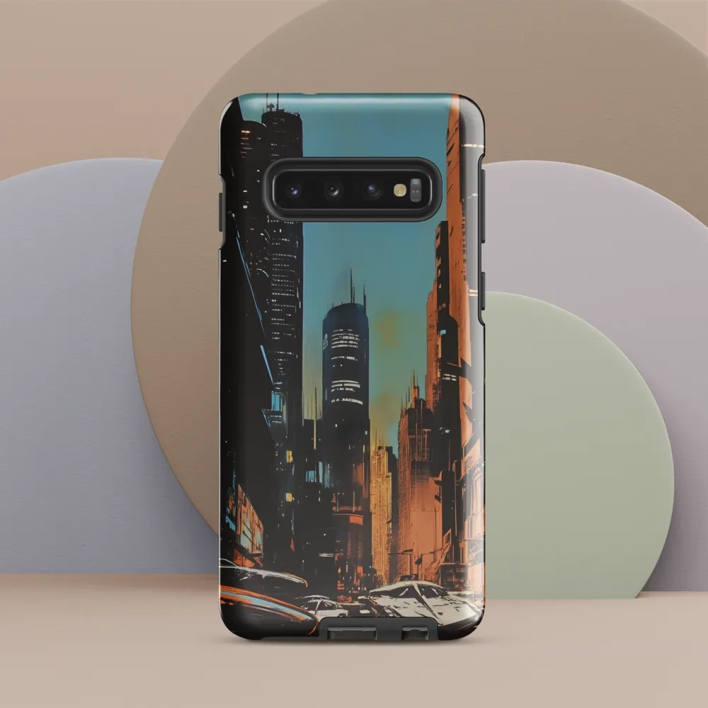 Futuristic Cityscape in Blue and Orange