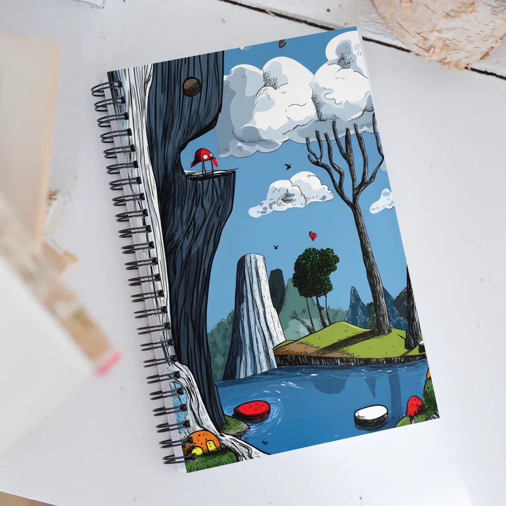 Whimsical Cliffside Reflections | Spiral Notebook