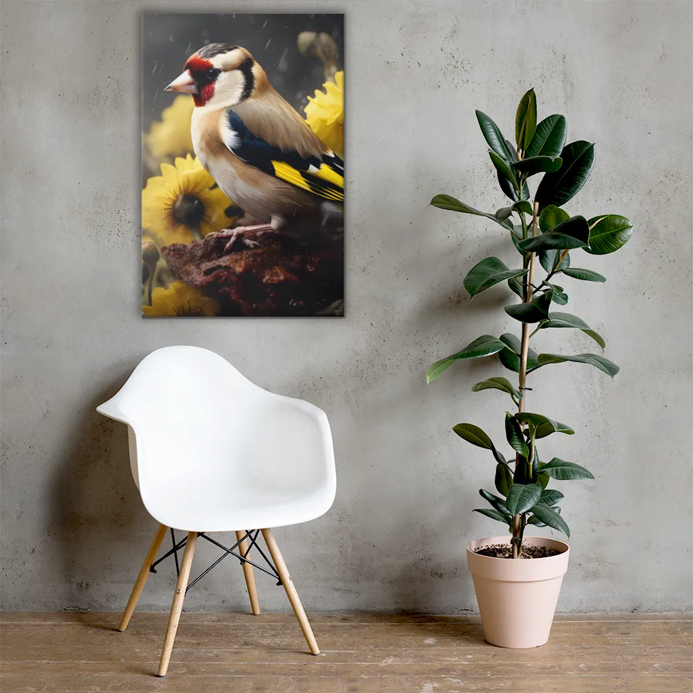 Harmony in Nature: A Goldfinch Amidst Blooms