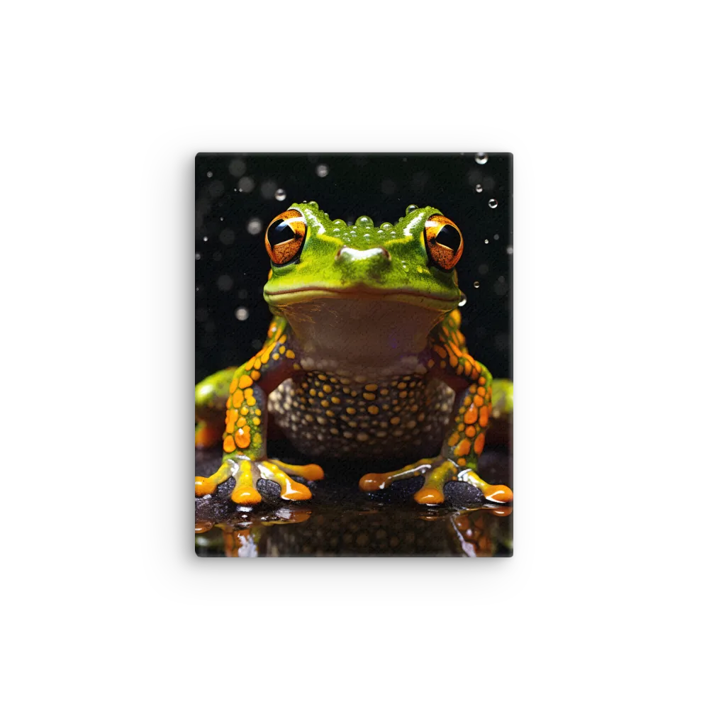 Emerald Elegance: The Frog in Focus | Thin Canvas | 11″×14″